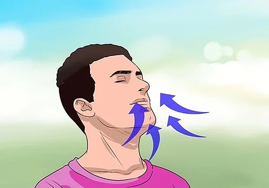 Illustration of a man breathing in deeply through the nose