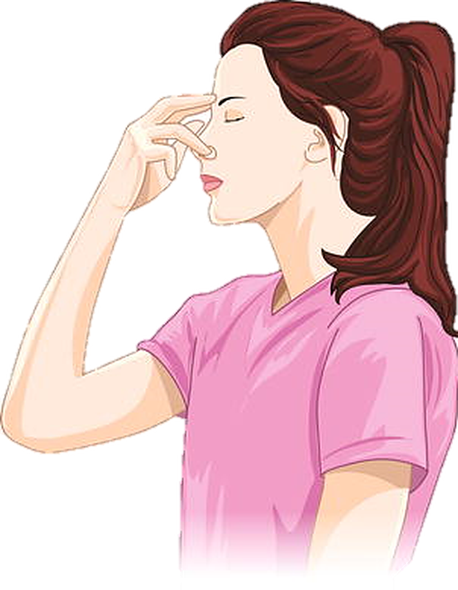 Illustration of a woman breathing through alternate nostrils